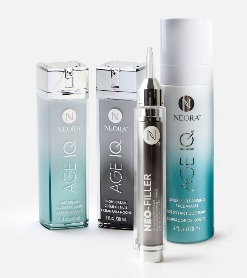 A group shot of Neora products featured in the Skincare Essentials Pack.